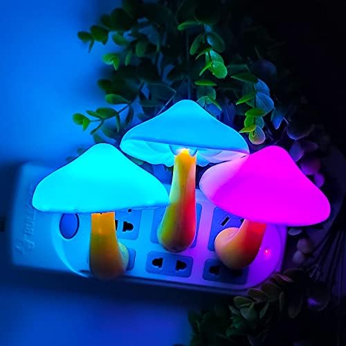 AUSAYE senzor LED noćno svjetlo Plug in lampa Mushroom Night Light 7-boja mijenja Magic Mini prilično gljiva u obliku noćna svjetla