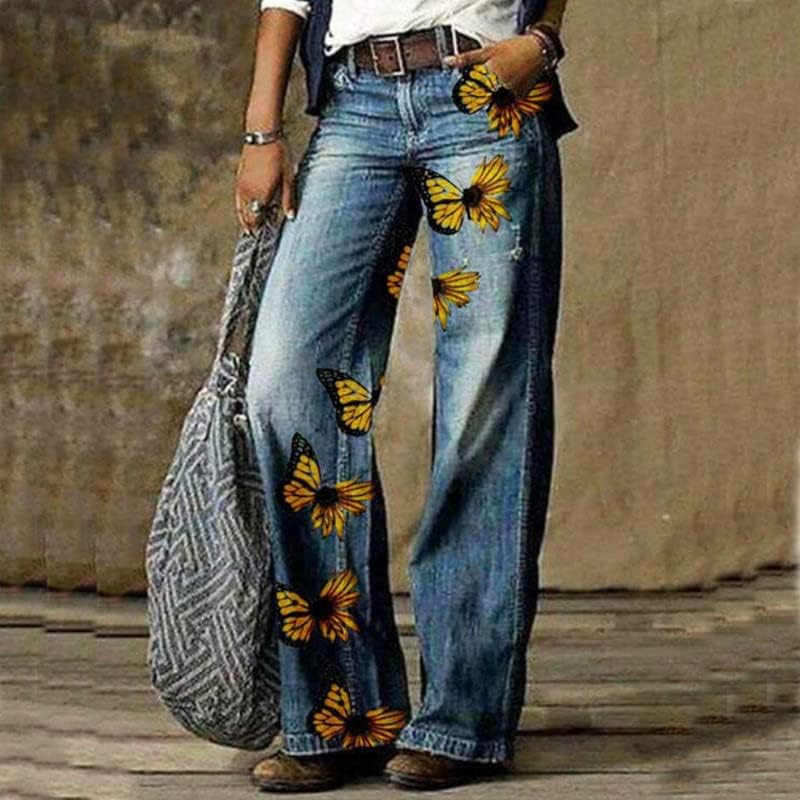 UKTZFBCTW Teretne hlače Proljeće odjeća Ženska odjeća Print Ethnic Stil Streetwear Casual Jesen Elegant Bastet 8A XL
