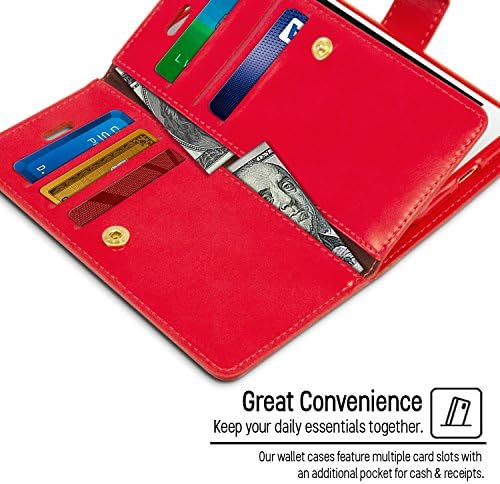 GOOSPERY Mansoor novčanik za Apple iPhone 8 Plus Case iPhone 7 Plus Case dvostrani držač za kartice Flip Cover-Red