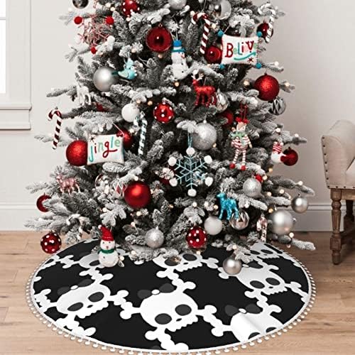 Suknja za božićnu drvvu s pomm oblogom kull-crossbones-bow praznični odmor Božićni ukrasi 48