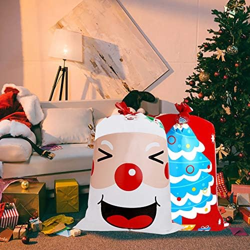 VEYLIN 4kom velike Božićne plastične kese, Božić velike kese sa oznakama za pakovanje poklona
