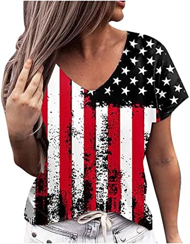 Ženska košulja Jesen Summer Odešava Y2K kratki rukav Pamuk Dubinski V izrez Grafička casual bluza majica za dame AF AF