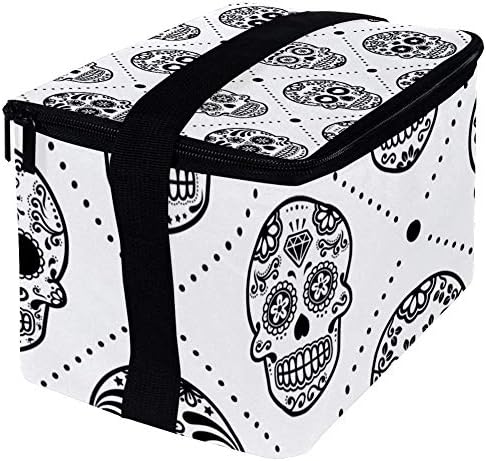 Nepropusna kutija za ručak, izolovana Bento kutija za muškarce i žene za odrasle, kanta za ručak za višekratnu upotrebu sa naramenicom Meksička šećerna lobanja
