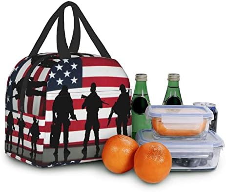 Američka Zastava Veterans Day Lunch Bag Tote Bag Izolovana Kutija Za Ručak Termo Lunch Bag Za Žene / Muškarce / Posao/Piknik