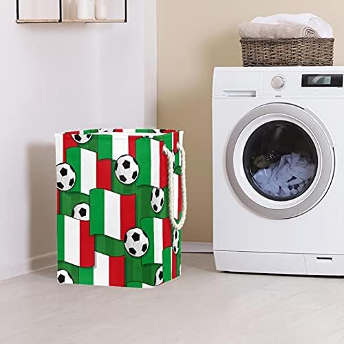 Inhomer italijanska zastava Soccer Football velika korpa za veš vodootporna sklopiva korpa za odeću za organizatore igračaka za odeću, kućni dekor za spavaću sobu kupatilo