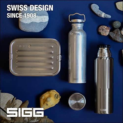Sigg - Box kamera - Selenitna kutija za ručak - kutija za ručak od nehrđajućeg čelika sa silikonskim obručem nepropusno - podijeljena kutija za ručak za ručak i ostatke - srebro - 27 oz