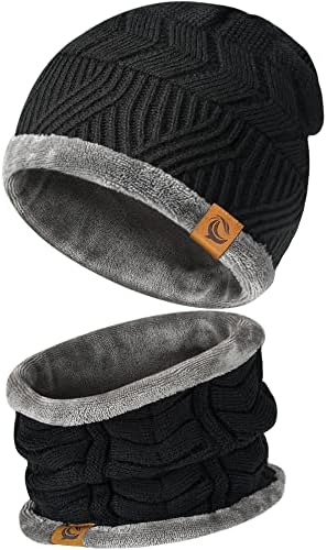 UrecOver Beanie kape za muškarce žene - Crna zimska čarka za čarape Debela topla pletenica Tobogan, čarape za muškarce Muškarci Žene