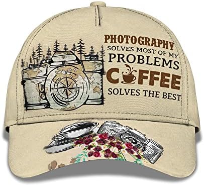 Fotografski šešir za muškarce Women Ispis Custom Name Cap sa fotografijom Rešava većinu mojih problema Kafa rješava najbolji citat