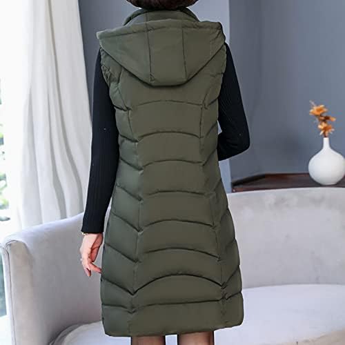 Yhaiogs Womens Plus veličina dugačka prsluka Topla jakna Zimska debela tanka kaput sa patentnim zatvaračem na otvorenom puffer prsluk vanjska odjeća