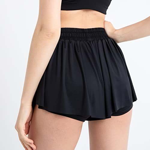 2 pakovanje Flowy Atletski kratke hlače za žene djevojke Leptir vježbanje kratke suknje Slatka teretana Trčanje trendi odjeća