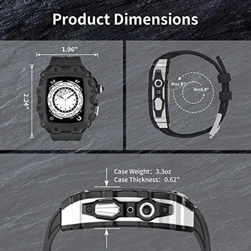 Dzhtus modifikacijski komplet za Apple Watch seriju 8 7 45 mm metalna maska ​​+ gumeni remen za iWatch seriju 6 SE 5 4 44 mm mod poklopac