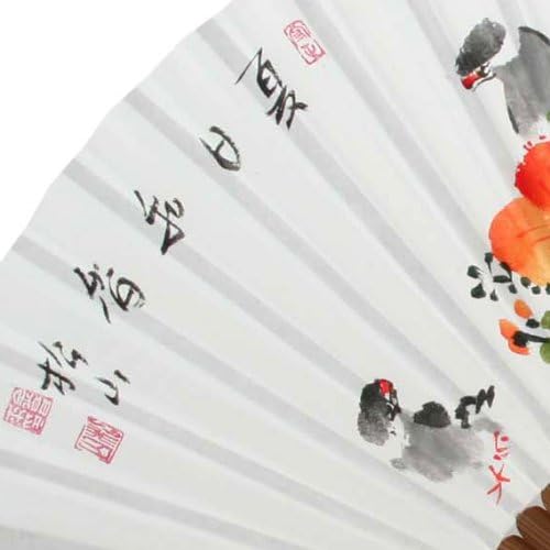 Ručno oslikano preklopom cvijeće naranče i ptičje boje Bijeli papir bambus azijski orijentalni zid Deco korejski ručni ukrasni ventilator