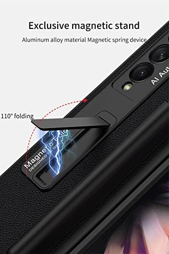 AnMengXinLing za Galaxy fold 3 futrolu, Galaxy Z Fold 3 futrolu sa držačem S Pen, ugrađeni magnetni nosač za zaštitu ekrana, kožni hibridni poklopac otporan na udarce za Samsung Galaxy Z Fold 3 5G 2021