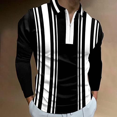 XXBR 2022 Nove polo majice za muške, dugih rukava Houndstooth patchwork Golf topls Streetwear casual majica mišića