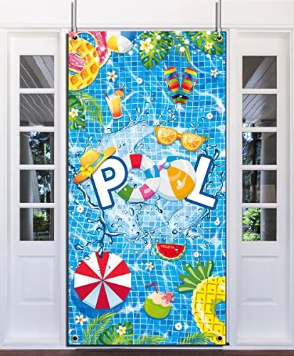 Dekoracija zabave - ljeto ukras na vratima na bazenu, velika plaža Rođendanska vrata Pokloni Backdrop Fotografija Pozadinski baner za dekoraciju tema na Havajima Ocean Rođendan