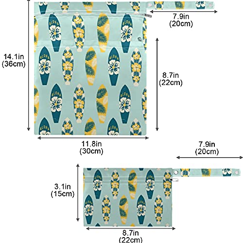 Vissunny 2pcs mokra torba sa džepovima sa patentnim zatvaračima Tropical Surf Board za više od zamora za putovanja, plaža, bazen,