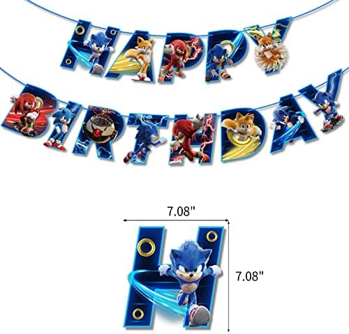 Blue Hedgehog rođendan Banner Happy Rođendan Banneri Cartoon Game Movie Theme Party Favori za djecu Tinejdžeri za odrasle za rođendan