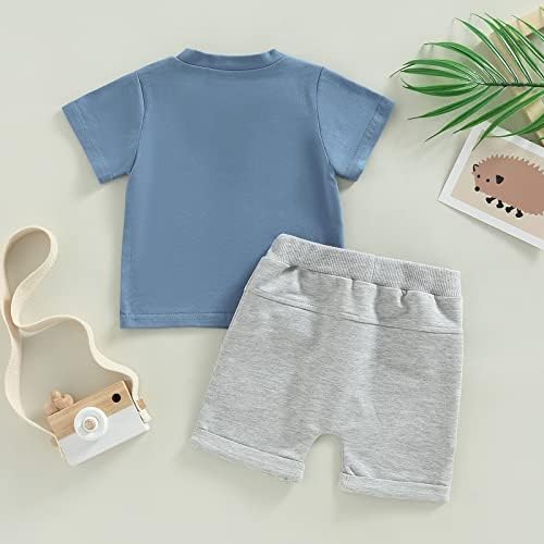 TODDLER Baby Boy Bubs Ljetna odjeća Majica kratkih rukava i čvrsti kratkih hlača Outfit Slatka set odjeće za dojenčad
