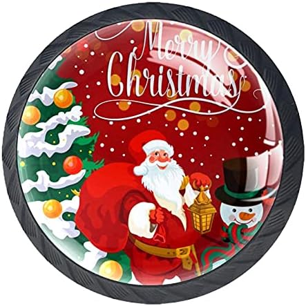 TYUHAW okrugla ladica povlači ručicu crveno božićno drvo Santa Claus snjegović štampanje sa vijcima za kućne ormare vrata Kuhinjski