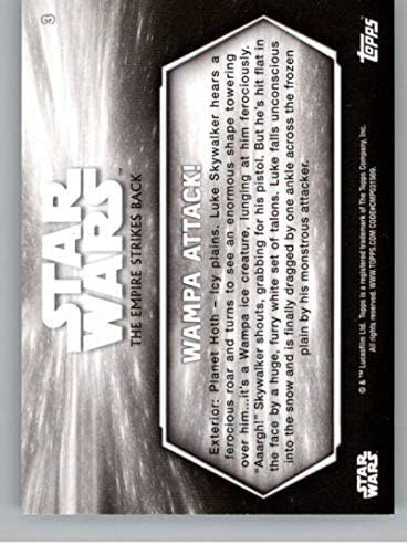 2019 TOPPS STAR WARS Empire Strikes nazad crno-bijeli 3 Wampa Attack Luke Skywalker Tauntaun Wampa trgovačka kartica