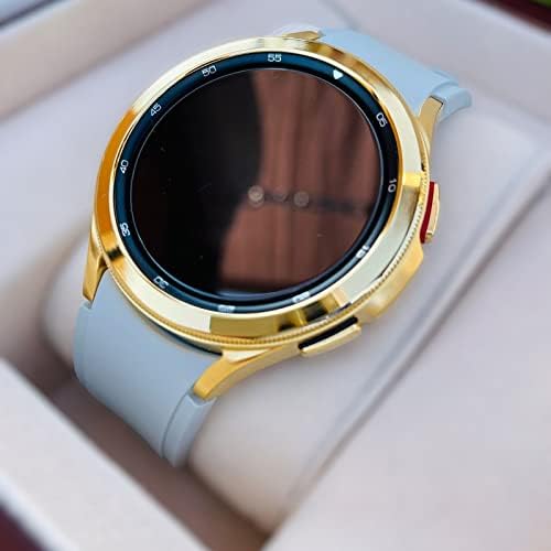 Custom de Billas Lux 24k pozlaćen 46mm Samsung Galaxy Watch 4 Polirani sivi zlatni bend