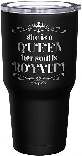 Inspirisano srebro-ona je kraljica - njena duša je kraljevska-čaša od nerđajućeg čelika - putna šolja za kafu - gravirana čaša - dvostruka