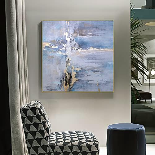 Moderna apstraktna ručno obojena uljana slika-kvadratna zlatna folija Koridor trijem umjetnička slika svjetlo luksuzna dnevna soba