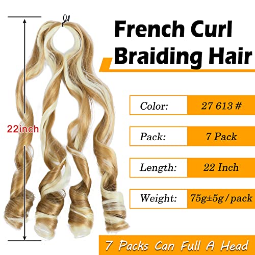 Francuska kovrčava pletenica kosa 7 pakovanja 22 inča prethodno rastegnuta pletenica kosa odskočna labava talasna Heklana kosa za crne žene