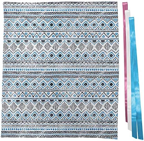 Lunarable geometrijski poklon torba, Chevron trouglovi linije Stripe Antique plemenski dizajn, tkanina stranka korist torbicu sa 3 trake, 27, ugalj siva azurno plava