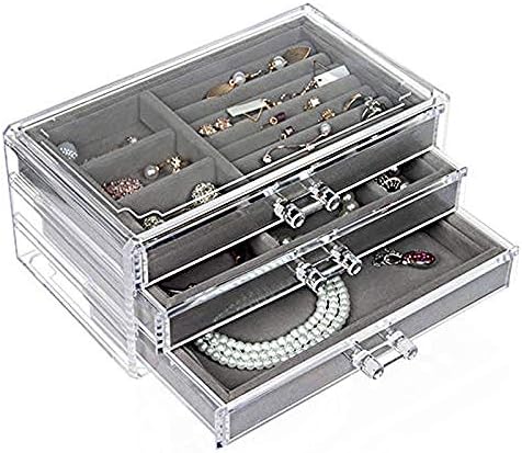 Yasez kutija za nakit-kutija za žene sa 3 ladice, baršunasti Organizator nakita za ogrlicu narukvica za naušnice i skladište prstenova