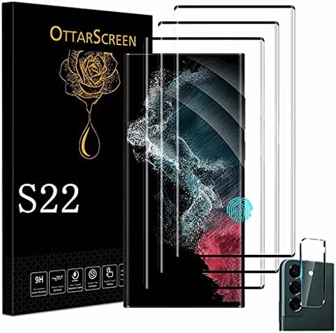 Ottarscreen Galaxy S22 zaštitnik ekrana【3+1 pakovanje】1 Paket zaštita sočiva kamere, kompatibilni otisak prsta, jednostavna instalacija