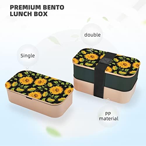 Suncokret uzorak ručak Bento kutija s nadograđenim podesivim remenom, kontejner za prehrambene prehrambene hrane koja se može zamijeniti,