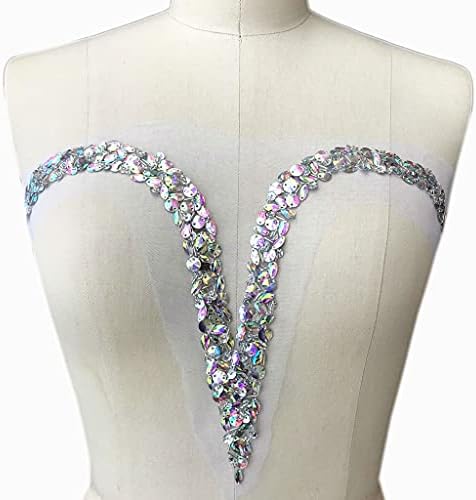 Slatiom V-izrezom šiva na vjenčani patch perled sequin kristalni kristalni uređaji za šivanje za samostalno odjeću