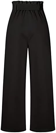 Prdecexlu ženske hlače za široke noge visoke elastične stručne radne pantalone u boji s dugim ravnim odijelima