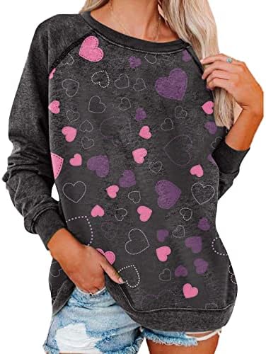 Valentines Dnevne košulje Žene Grafički dugi rukav Sretan majica za Valentinovo Ležerne prilike pulover