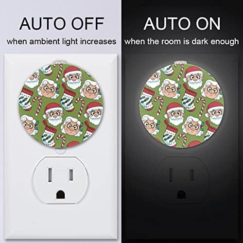 2 paket Plug-in Nightlight LED noćno svjetlo sa sumrak-to-Dawn senzorom za dečiju sobu, dečiju sobu, kuhinju, hodnik Božićne čarape bombone Santa Claus Red Green