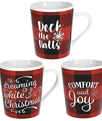 Buffalo Božić šalice za kafu, crvena, crna, bijela, 3 posjeta