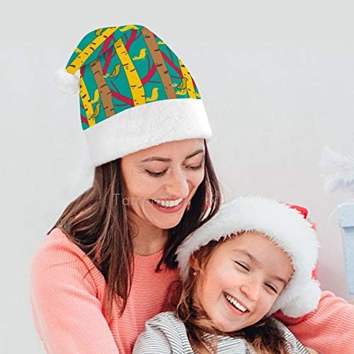 Božić Santa šešir, ptice na drvetu Božić Holiday šešir za odrasle, Unisex Comfort Božić kape za Novu godinu svečani kostim Holiday