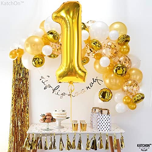 KatchOn, Zlatni 1 balon za prvi rođendan - 40 inča | jedan balon za prvi rođendan | balon broj 1, Zlatni jedan balon za prvi rođendan