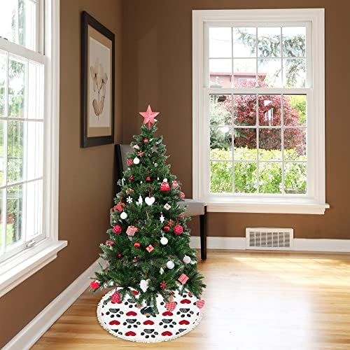 Vantaso Doodle šap Ispiši crvena srca 48 inčna velika suknja za božićnu ukrasu, Xmas Tree Mat sa resilicama za kućni dekor za odmor