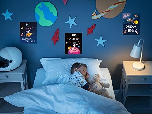 9 komada Vanjska svemirska zidna Umjetnost štampa svemirski brod Planet raketni Posteri dekor motivacijski citat inspirativne slike za djecu rasadnik spavaća soba dječaci Igraonica učionica koledž spavaonica 8x 10 NEURAMLJEN
