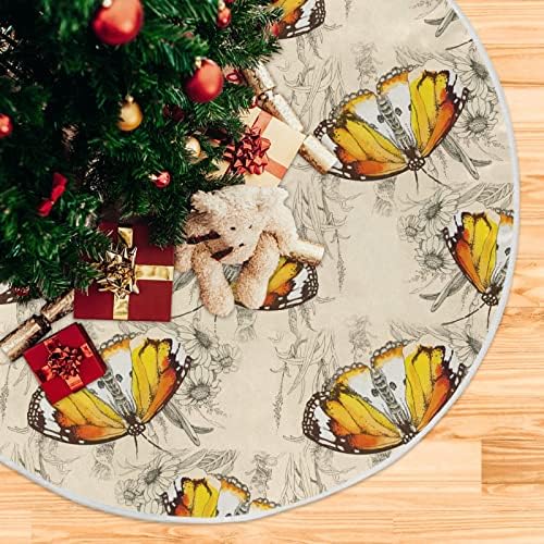 Oarencol Retro Butterfly Clower Christmas Swith Suknje 36 inča Vintage Sunflower Florals Xmas Holiday Party Tree Mat ukrasi