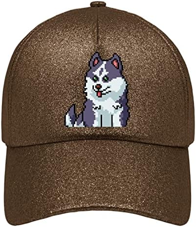 Bejzbol šeširi Pixel Sibirski husky štene tata za dječaka Vintage Cap Glitter pjena za poklon
