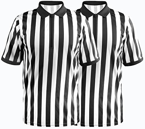 Pakovanje hawcog od 2 muške sudenje košulje | Half rukav drepci sutkice ref majica za nogomet, košarka, fudbal | Black & White Stripe