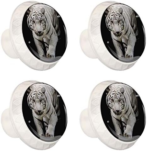 Stakleni gumbi bijeli tigrasti kristalni gumbi okrugli komoda dugmad za štampanje u boji ladica dugmad za Kućni dekor dugmad 4kom 1,38×1,10 in