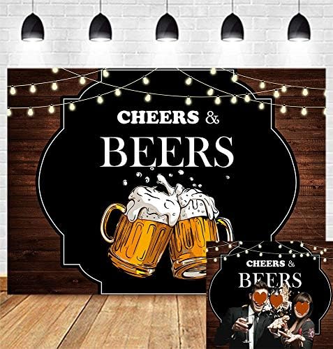 Cheers and Beers Mug Theme Photography pozadine Retro Rustikalna Vintage drvena tabla 5x3ft fotografija pozadina 30. 40. 50. Rođendanska zabava ukras Studio rekviziti baner za torte