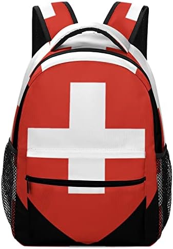 Grb Švicarske. Lagani Casual ruksak Daypack putna torba preko ramena sa džepovima sa strane za muškarce i žene