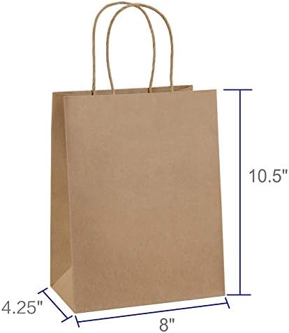 Papirne kese 8x4, 75x10, 5 100pcs BagDream poklon kese, torbe za kupovinu, Kraft torbe, maloprodajne torbe, torbe za zabave, smeđe papirne kese sa ručkama na veliko