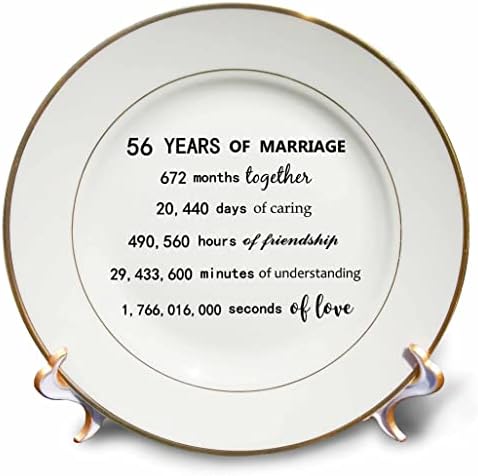 3dRose 56 godina braka 56. godišnjica braka u mjesecima dani sati, 8-inčni