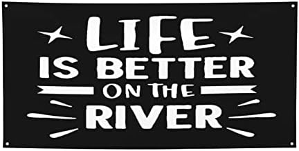 Život je bolji na riječnim banerima i znakovima, banner za odmor za pozadinu Backdrop banner za unutarnji vrt na otvorenom, dvorište, zabava ukrašenja malim